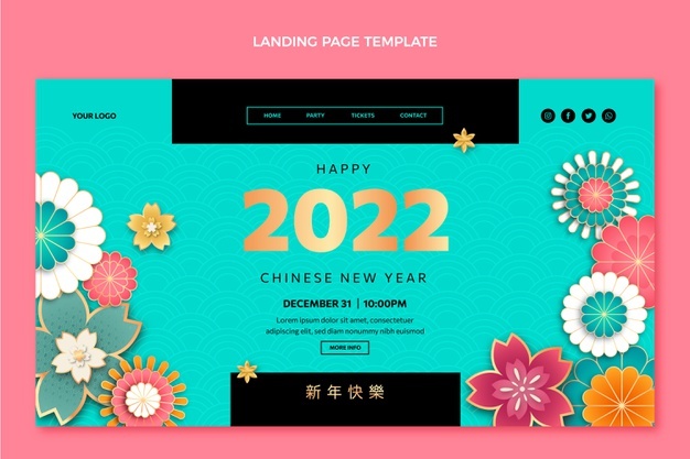 Paper style chinese new year landing page template