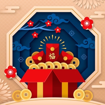 Paper style chinese new year lucky money illustration