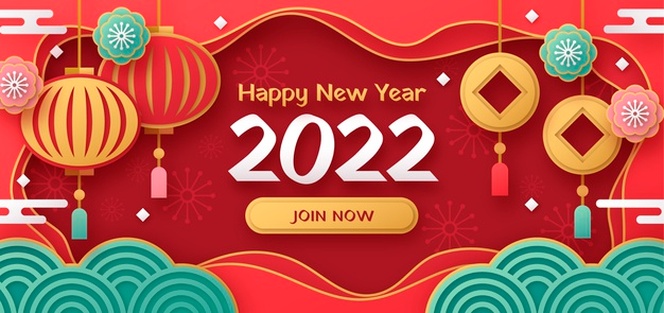 Paper style chinese new year sale horizontal banner