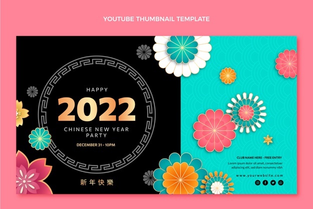 Paper style chinese new year youtube thumbnail