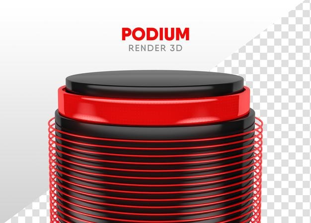Podium 3d render realistic black and red for composition