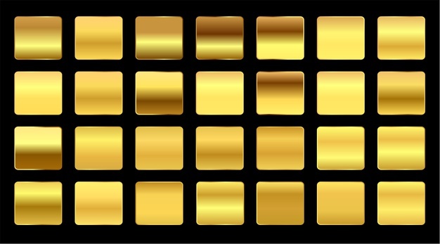 Premium yellow gold gradients swatches big set