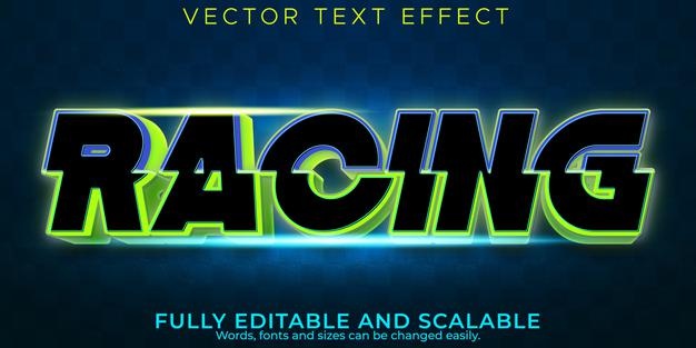 Racing text effect, editable speed and sport text style