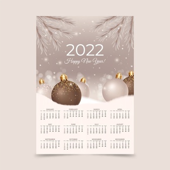 Realistic 2022 calendar template
