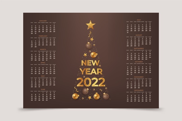 Realistic 2022 calendar template