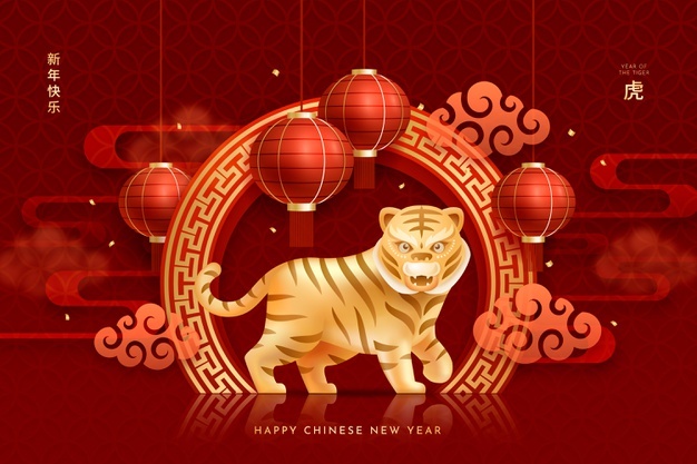 Realistic chinese new year background