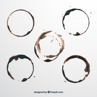 Realistic coffee cup stain collection