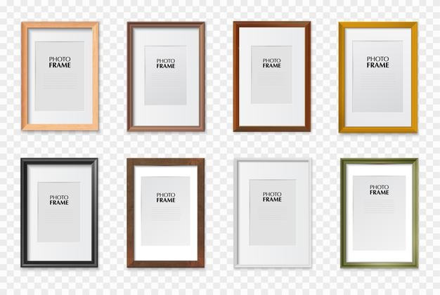 Rectangular a4 paper size picture frames various colors wooden plastic metal realistic set