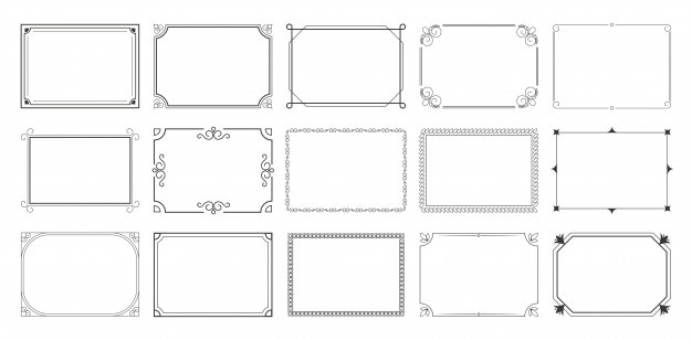 Rectangular calligraphic frames set