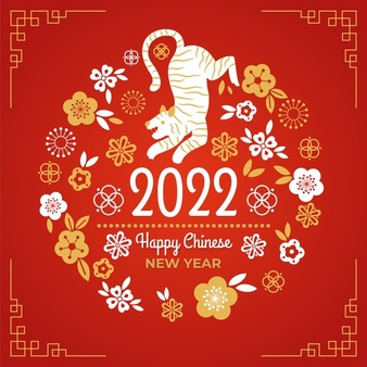 Red and golden chinese new year 2022 illustration with tiger