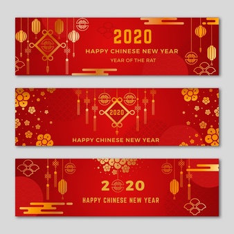 Red & golden chinese new year banners