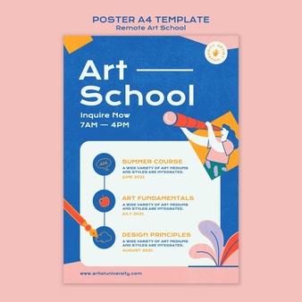 Remote art school poster template