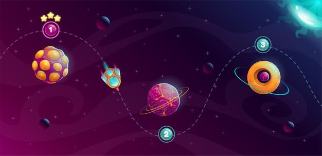 Rocket space trip concept galaxy game design