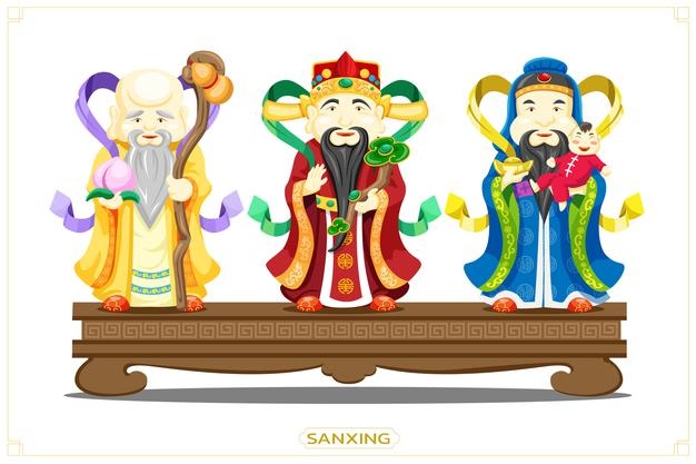 Sanxing the chinese three star gods of luck wealth health and happiness gods