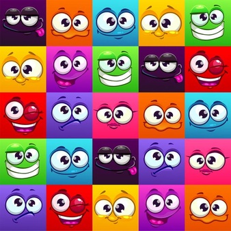 Seamless pattern with funny colorful emoji faces