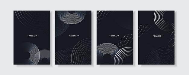Set abstract black background with geometric lines