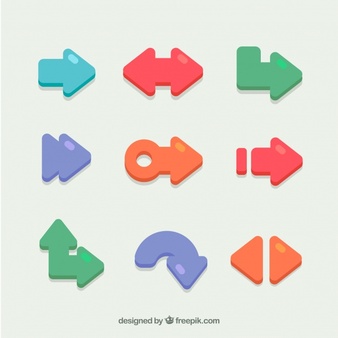 Set of colored arrows in flat design