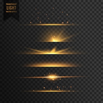 Set of golden light effects
