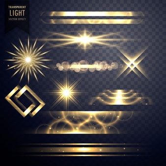 Set of light sparkles effect glitters and lens flares