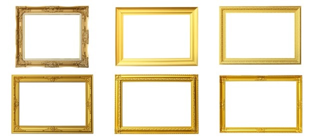 Set of victorian old frame. classical gold picture photo frame on isolated white background.