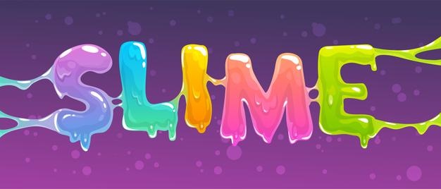 Slime word banner colorful slime text vector illustration