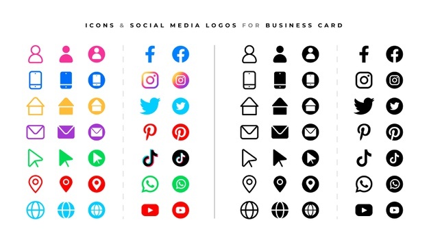Social media logos and icons set