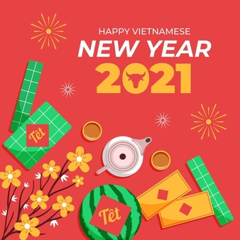 Têt (vietnamese new year) flat design background