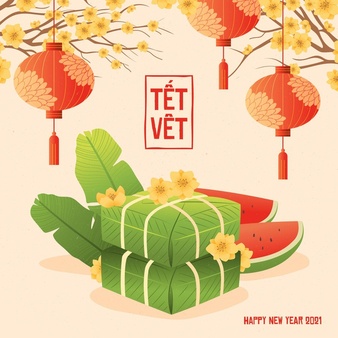 Têt vietnamese new year in flat design