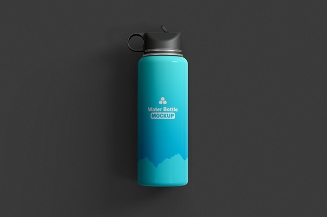 thermos water bottle top view mockup isolated