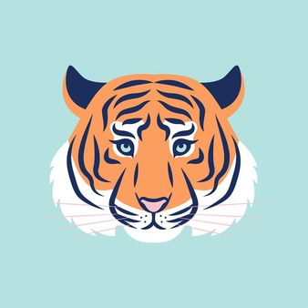 Tiger head vector trendy illustration. logo, icon concept, print for year of the tiger 2022.