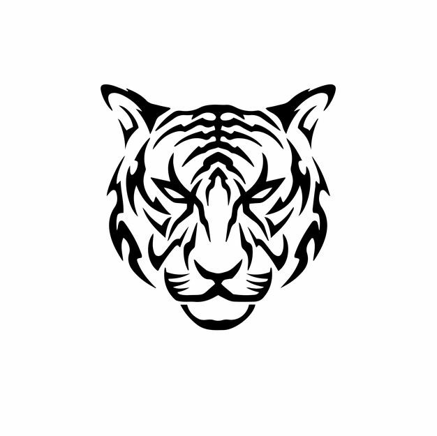 Tiger symbol logo tribal tattoo design stencil vector illustration