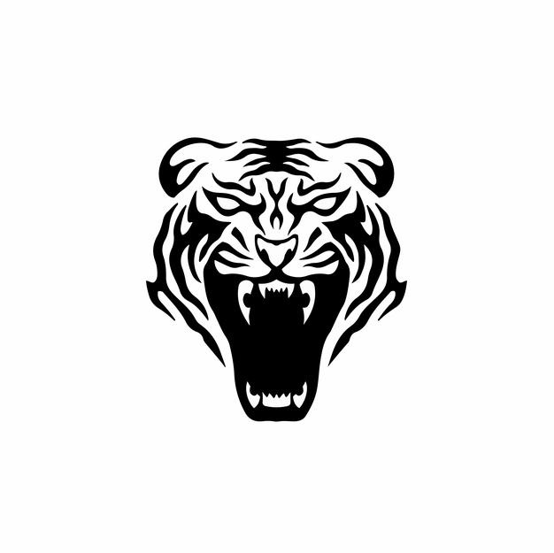 Tiger symbol logo tribal tattoo design stencil vector illustration