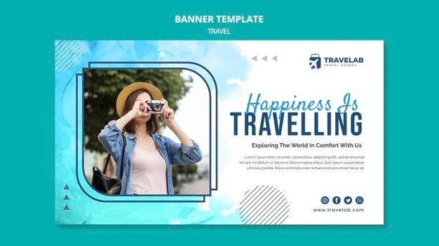 Traveling happiness banner template