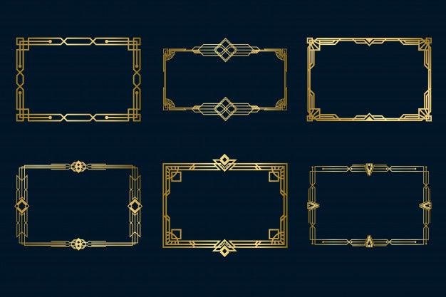 Various vintage golden frames set