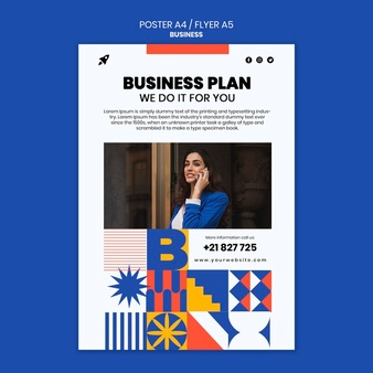 Vertical poster for business with elegant woman