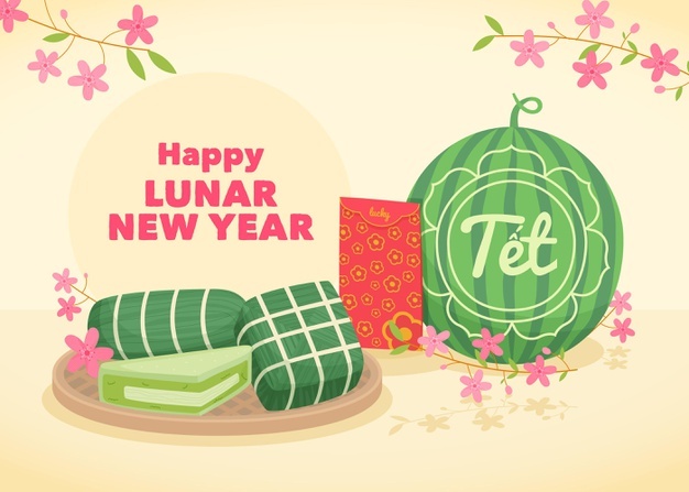 Vietnamese new year with watermelon