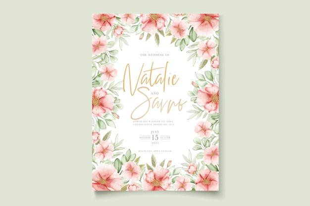 Watercolor hand drawn floral and leaves card set