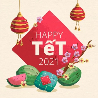 Watercolor têt (vietnamese new year) background