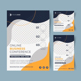 Webinar flyer template with abstract shapes
