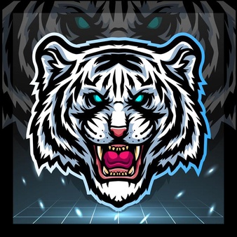White tiger head mascot esport logo design