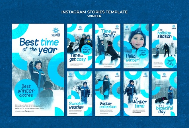 Winter design instagram stories template