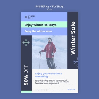 Winter sale flyer template with discount