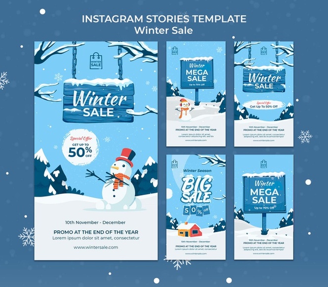 Winter sale insta story design template