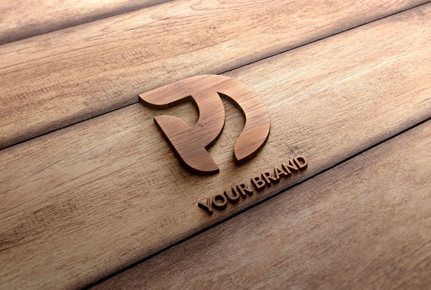Wood logo effect mockup
