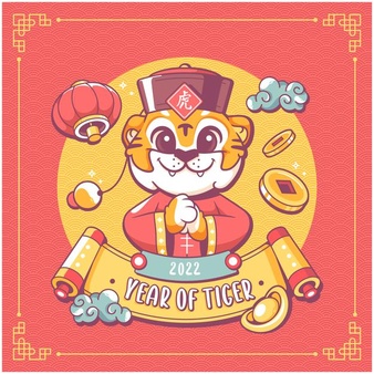 Year of tiger chinese new year 2022 greeting card template