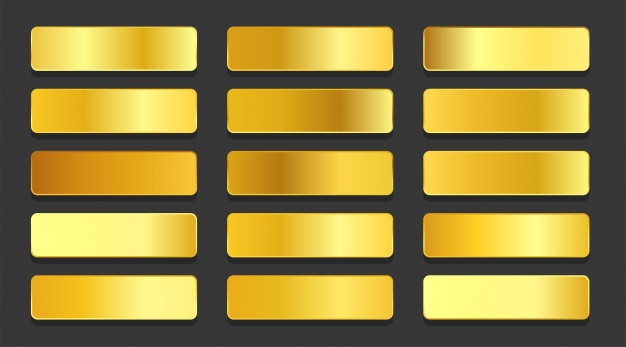 Yellow gold gradients metallic gradients set Free Vector